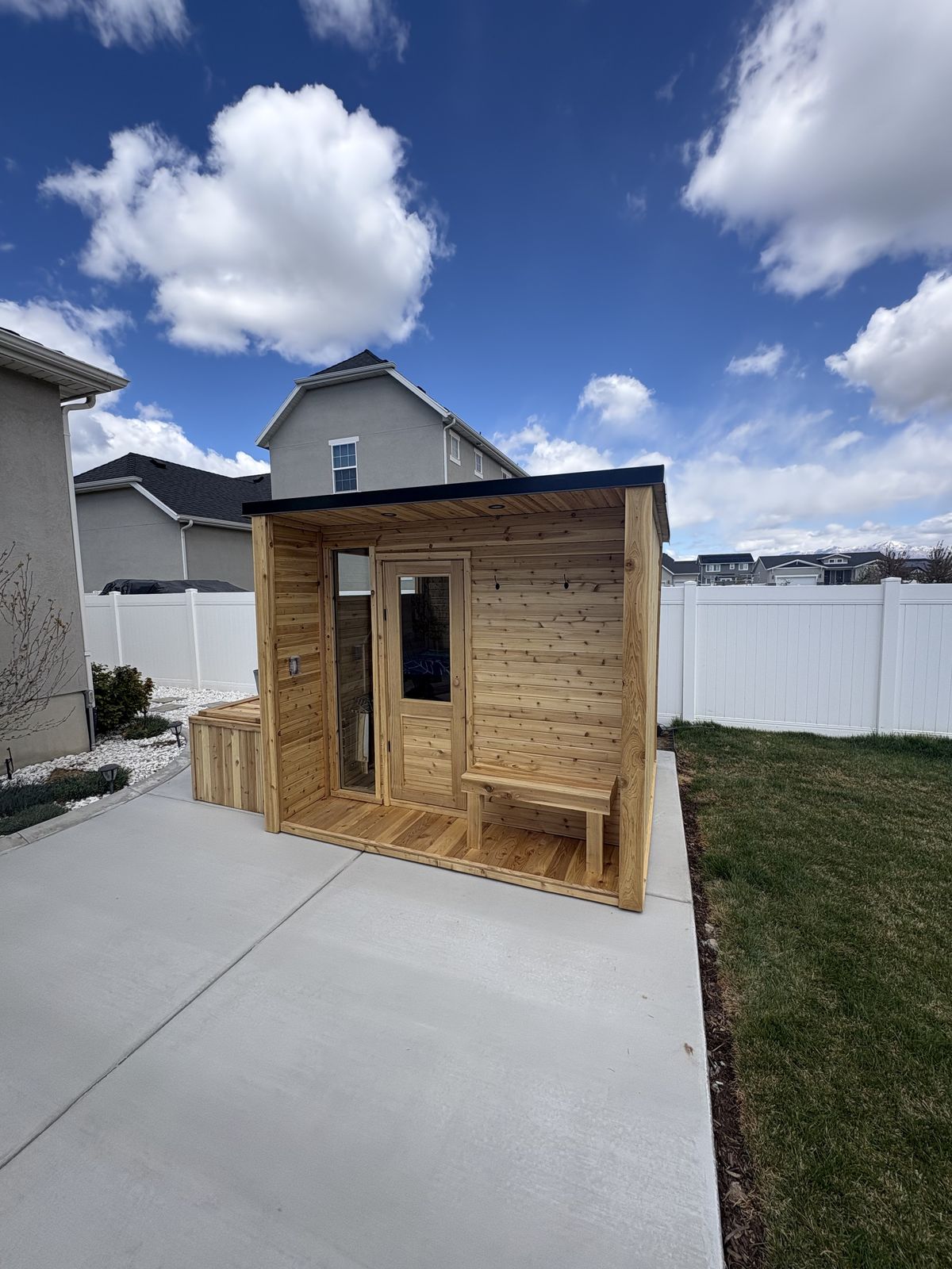 Cedar Built Enclosed Porch Sauna
