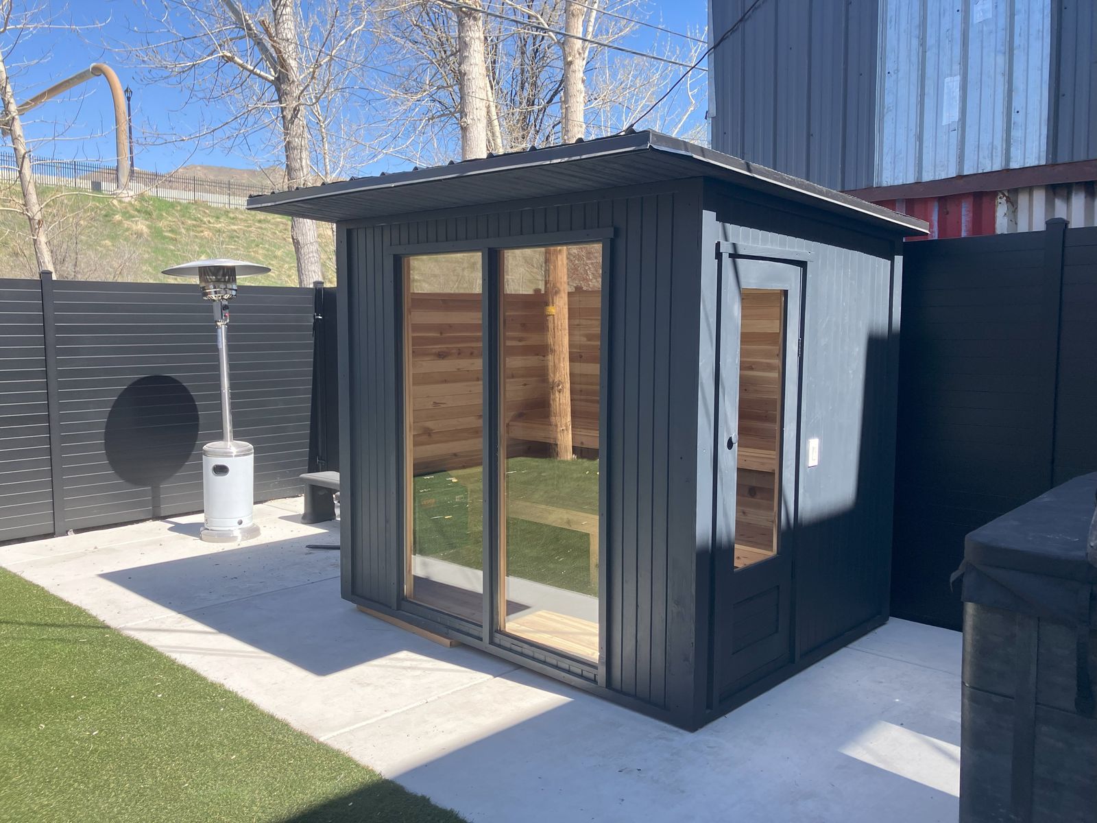 Cedar sauna installation