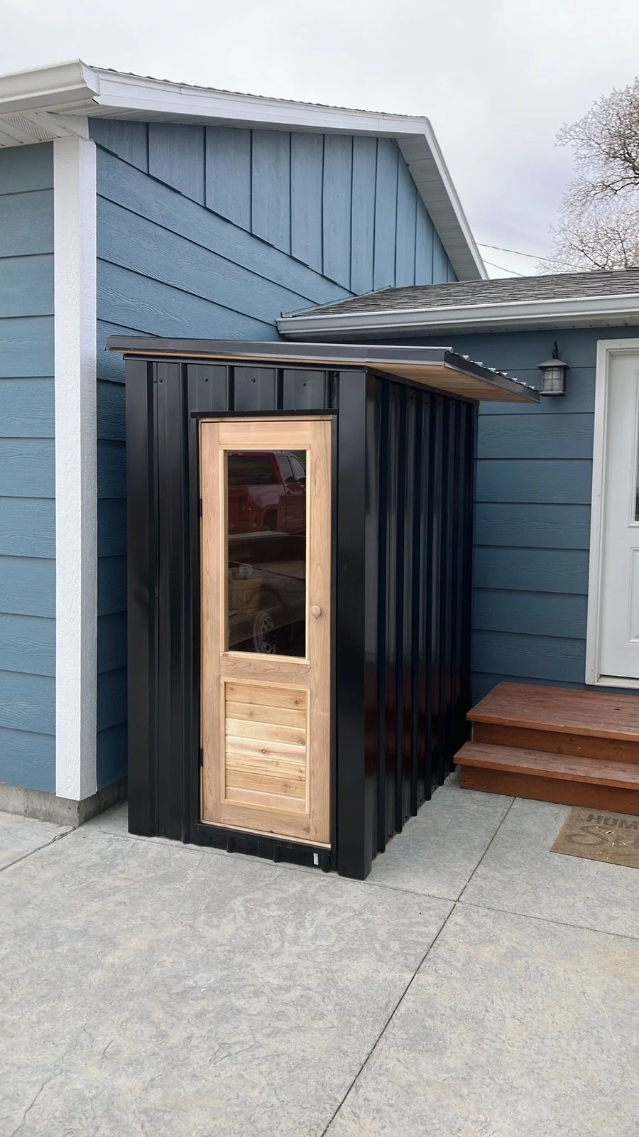 Cedar sauna installation
