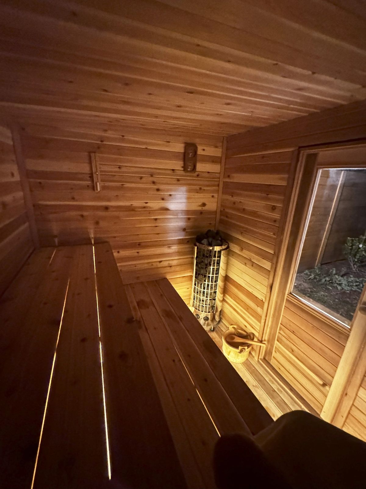 Cedar sauna installation