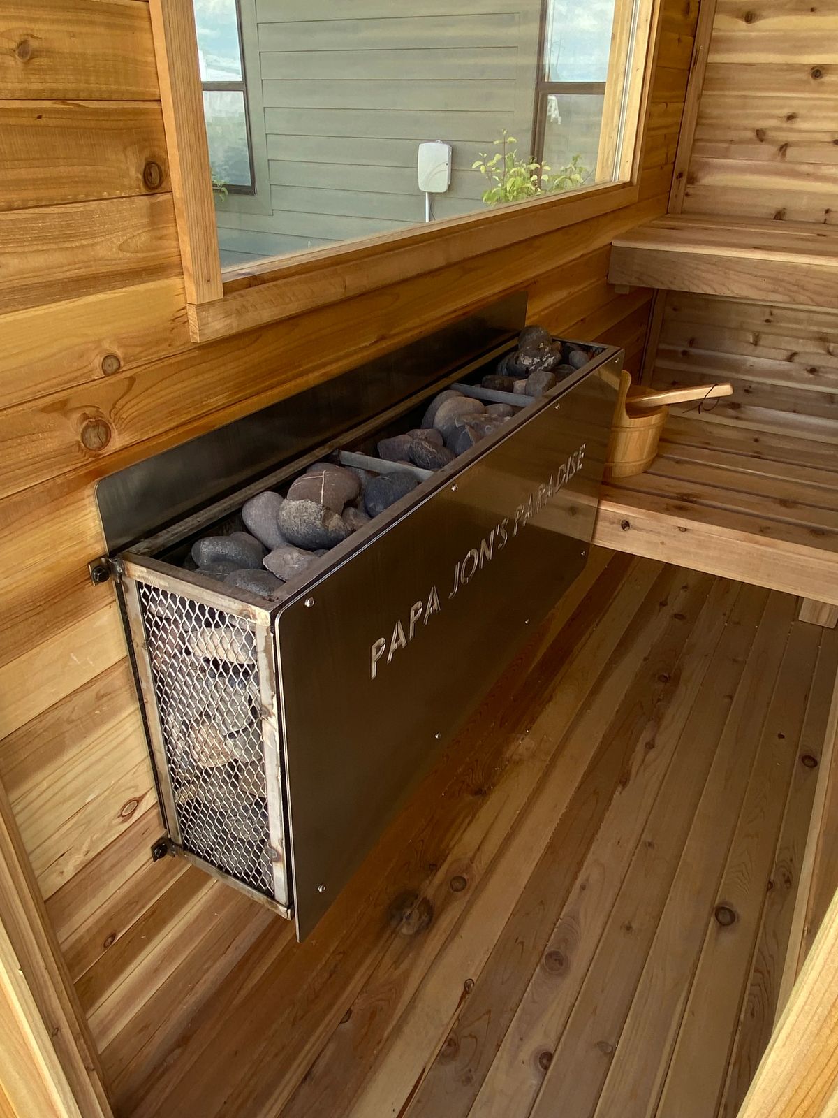 Cedar sauna installation