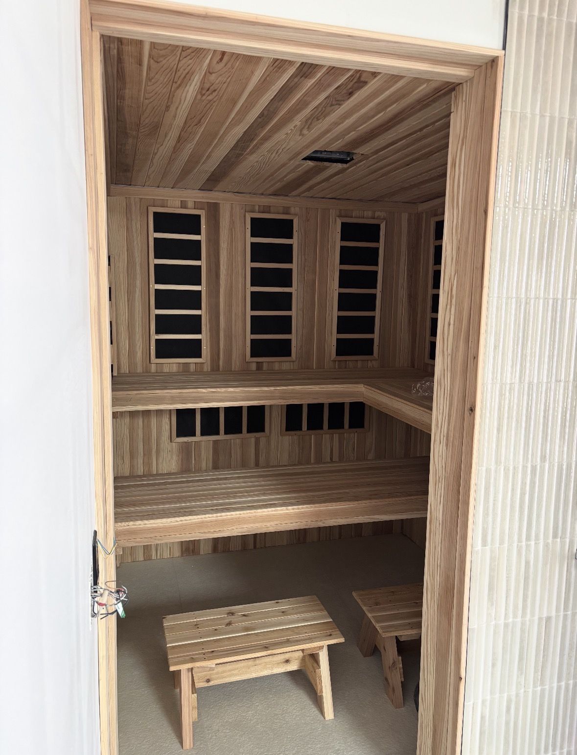 Cedar sauna installation