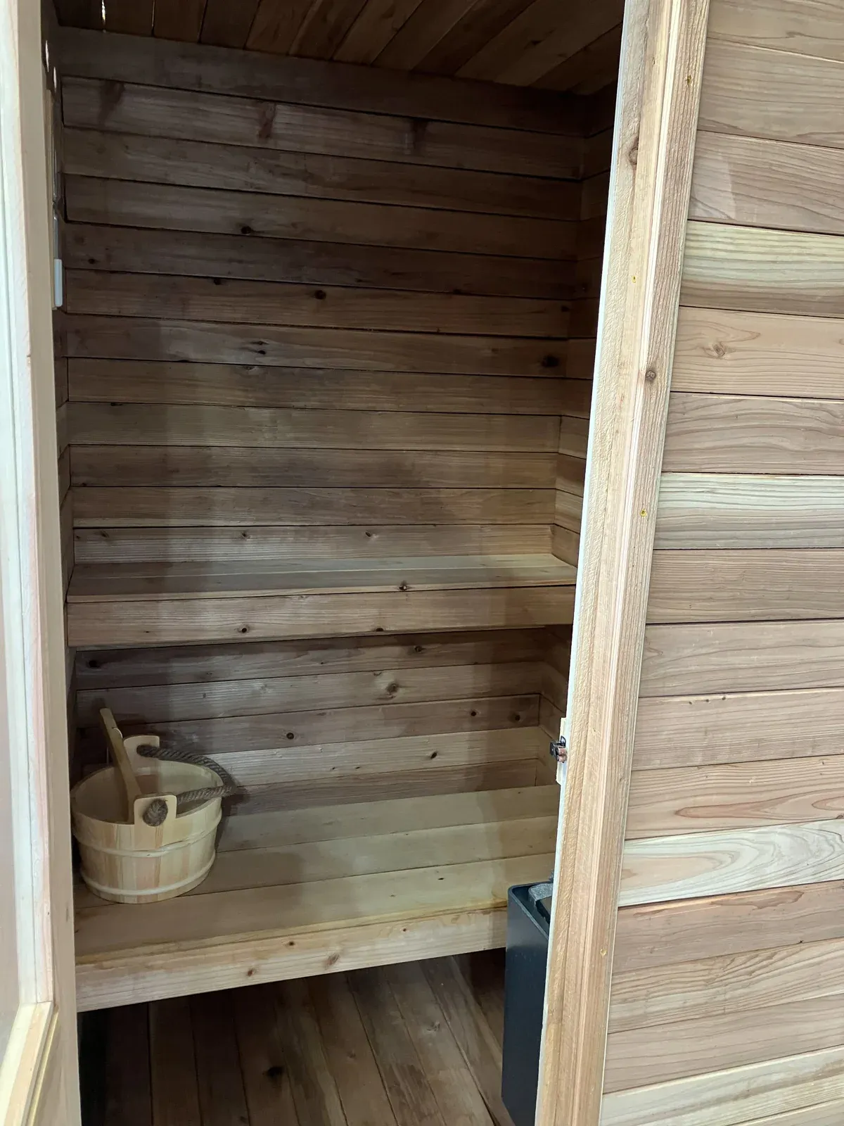 Cedar sauna installation