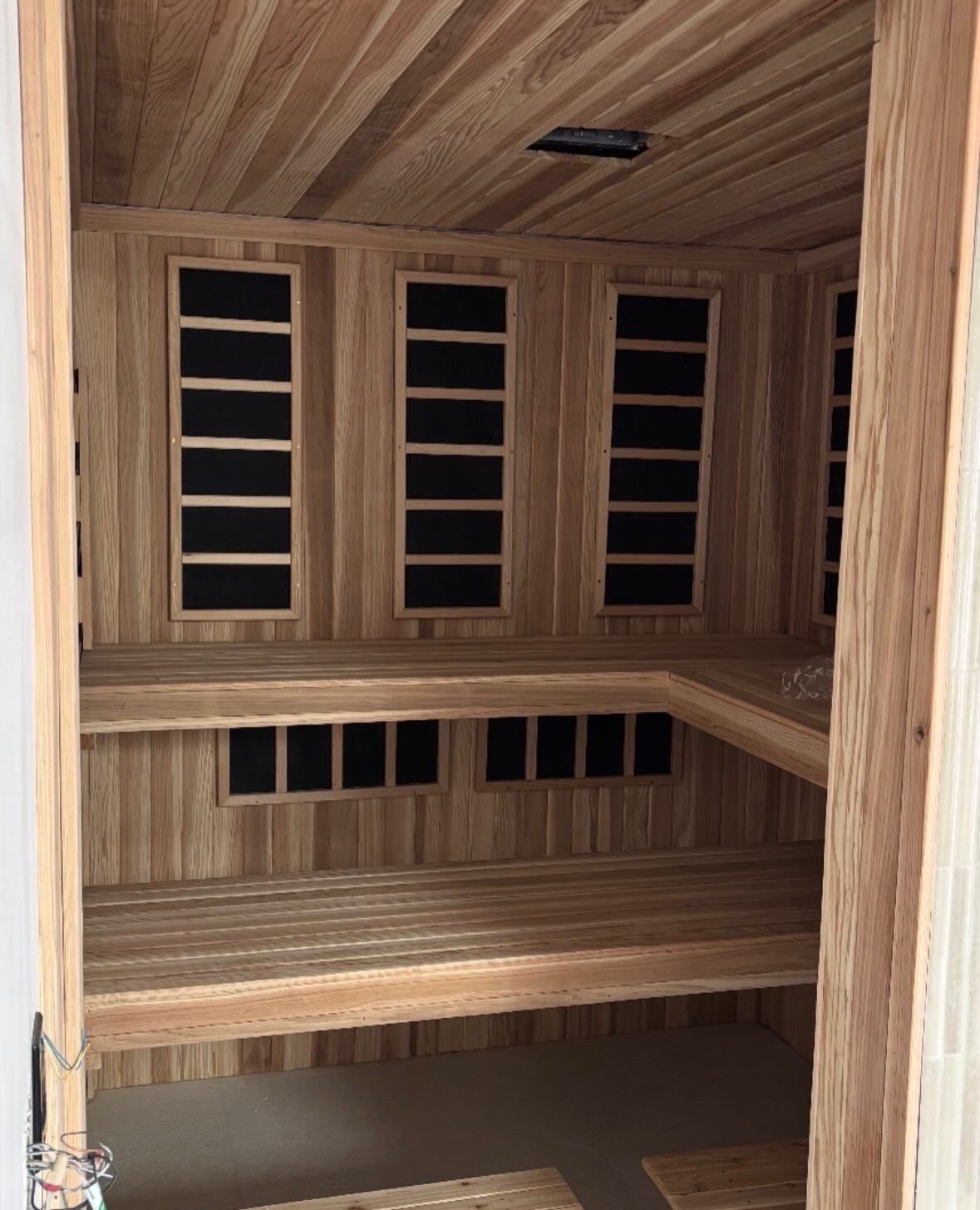 Cedar sauna installation
